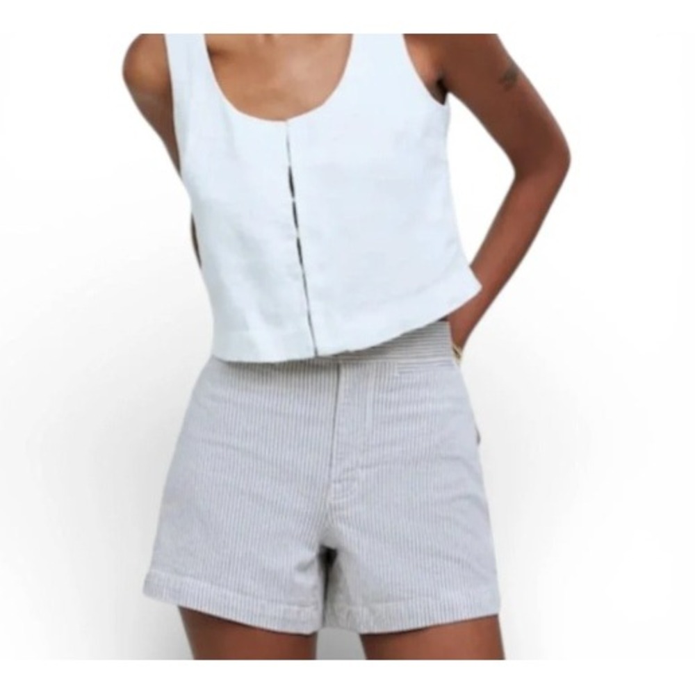 Madewell Womens Blue White Striped High Rise Shorts Size 24 Nautical Summer